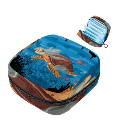 Portable women's binding-up bags menstrual cup pocket female menstrual insert bag for teenage girls tampons for the first period sea turtle ocean love multicolored 03