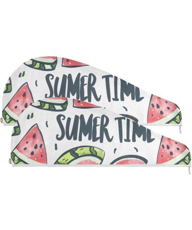 Watermelon Slice Hair Towel 2 Pack - Super Absorbent Quick Drying Hair Turbans for Women & Girls | Perfect Hair Drying Solution - Buy Online on GoSupps.com