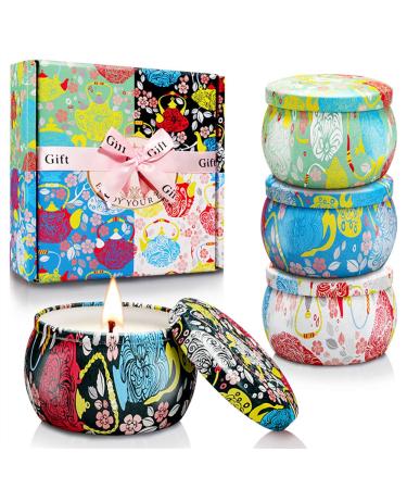 Candles Gifts for Women, 4 Pack Scented Candle Gift Set for Birthday, Anniversary, Thank You Gift, Stress Relief, Relaxation, Meditation Floral