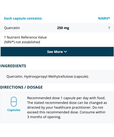 Metabolics Quercetin Supplement (Pot of 60 Capsules) | 250MG of Quercetin Per Serving- No Additives - Buy Online on GoSupps.com