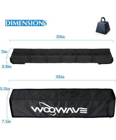 WOOWAVE Kayak Roof Rack Pads - 33in Soft Premium Crossbars for Surfboard SUP Paddleboard | Universal Car Roof Rack with Waterproof Straps & Storage Bag (Pair) - Buy Online on GoSupps.com