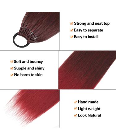 60 cm Red Wine Straight Ponytail Hairpiece - Synthetic Hair Extensions for Women & Girls - Buy Online on GoSupps.com