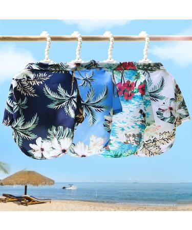 4-Piece Pet Summer Shirts - Flower Pattern Printed Puppy & Cat Beach Clothing for Small to Medium Pets - Buy Online on GoSupps.com