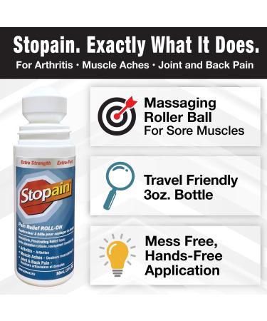 Stopain Extra Strength Pain Relieving Roll-On | Fast Relief From Arthritis | For Muscle Aches Joint & Backpain | Non-Greasy |3 Fl Oz (Packaging May Vary) - Buy Online on GoSupps.com