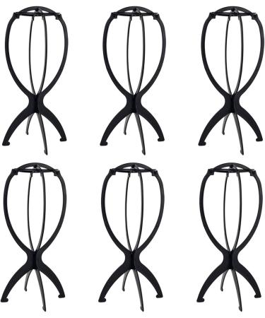 High-Quality Portable Wig Stand Holder | 6 Stucco Plastic Wig Dryer & Display Holder - Movable & Durable Black Design - Buy Online on GoSupps.com