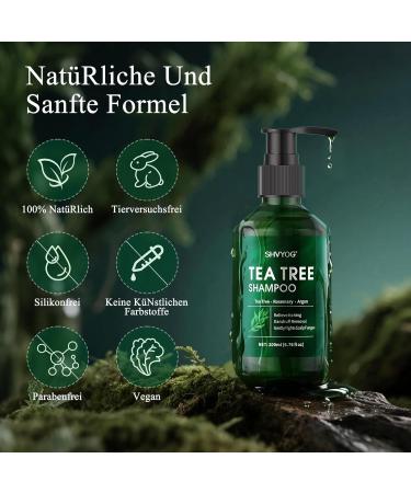 SHVYOG Tea Tree Shampoo and Conditioner Set for Scalp Fungus Soothes Itchy Scalp and Dandruff Prevents Hair Loss 3Piece Set for Men and Women 200 ml*2+30 ml - Buy Online on GoSupps.com