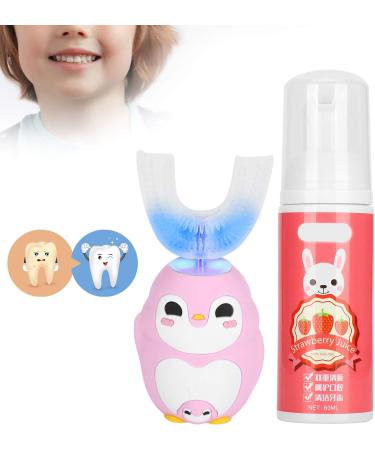 Kids Electric Toothbrush with U-Shaped Silicone Brush Head & 60ml Toothpaste - Pink | IPX7 Waterproof - Buy Online on GoSupps.com