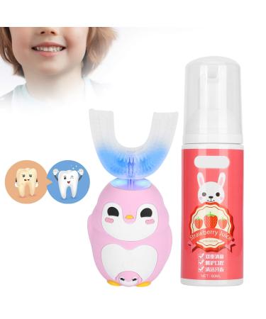 U-shaped head toothbrush soft pebbles brush head children's toothbrush cartoon toothbrush children kids electric toothbrushes for toothbrush holder toddlers (mousse 60ml) (pink)