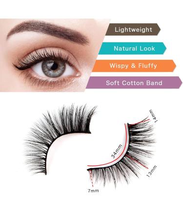 Buy 3D Cat Eye Lashes | 14 Pairs Faux Mink Eyelashes - Reusable Thin Band Perfect for a Glam Look! - Buy Online on GoSupps.com