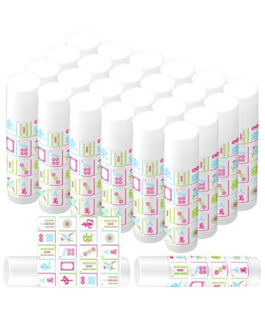 Leelosp 24 Pcs Mahjong Gifts for Women Lip Balm Bulk Mahjong Lovers Gifts Accessories Mah Jong Party Favors Chinese Funny Ideal for Office Home Birthday
