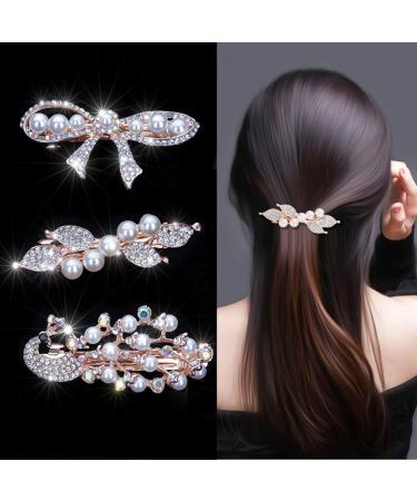 3 Pieces Hair Barrettes for Women Retro French Flower Hair Clips Metal Bronze Hair Pins for Women Girl Hair Styling Accessories 3PCS