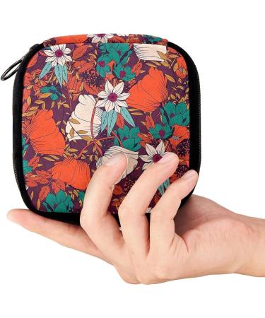 GIAPB Period Bag Sanitary Napkin & Makeup Pouch | Botanical Flower Pattern | Color2077 - Buy Online on GoSupps.com