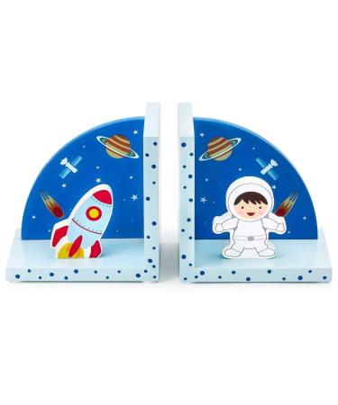 Mousehouse Gifts - Children's 3D Rocket Bookends - Wooden - Space Motif