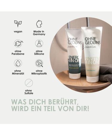 Jean & Len Energy 4in1 Shower Gel with Sea Extracts & Cucumber | Vegan Body Hair & Face Cleanser | Paraben & Silicone-Free 250ml - Buy Online on GoSupps.com