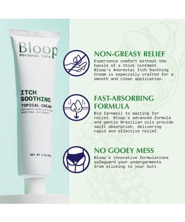 Buy Bloop Anorectal Itch Soothing Cream with Hydrocortisone & Oils | Max Strength Rapid Relief | 1oz - International Shipping - Buy Online on GoSupps.com