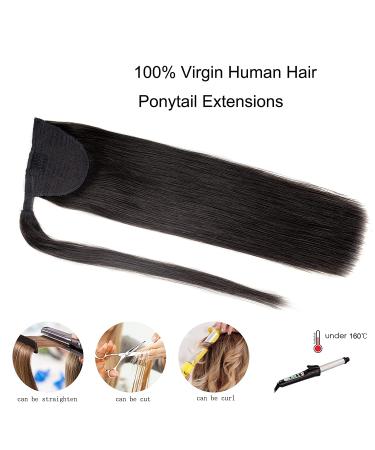 Ugrace 20 Virgin Straight Human Hair Ponytail Extension Natural Black #1B - Clip in One Piece Hairpiece for Women - Buy Online on GoSupps.com