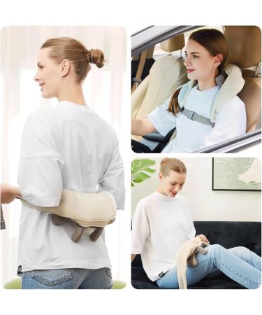 Neck Massager for Pain Relief | 5D Deep Tissue Kneading Massage Pillow with Heat - Ideal Gift for Women Moms & Dads | Beige - Buy Online on GoSupps.com