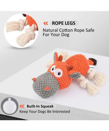 Iokheira Dog Toys for Big Dogs | Squeaker & Zug Rope Plush Toys | Interactive Soft Material for Large Medium and Small Dogs - Antique Orange - Buy Online on GoSupps.com