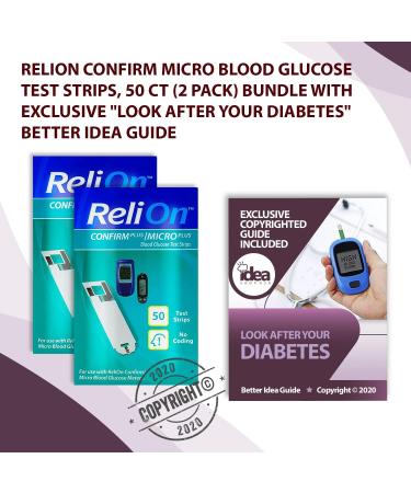 ReliOn Confirm Micro Blood Glucose Test Strips 50 Ct (2 Pack) Bundle + Exclusive Diabetes Care Guide - 100 Count - Buy Online on GoSupps.com