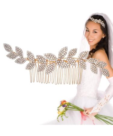 Bridal Hairpiece - Bridal Hair Accessories - Bridal Hair Clip Wedding Hair Comb Leaves Hair Piece Head Pieces Gold