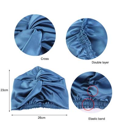 Double Layer Silk Bonnet for Curly Hair - Peacock Blue | Satin Night Cap for Sleeping, Washing, Makeup & Sport - Buy Online on GoSupps.com