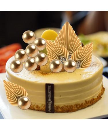 LLMSIX Gold Palm Leaves & Foam Balls Cake Decor Set - Ideal for Baby Showers, Weddings, Birthdays - 28PCS Palm Leaves, 20PCS Foam Balls, 8PCS Leaf Inserts - Buy Online on GoSupps.com