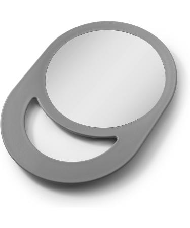 Zadro 10x7 Oblong Hand Mirror | Round Glass Handheld Mirror with Modern Ergonomic Handle | 6 Dia. Pill Shape Mirror | 10.5 x 7.5 Grey - Buy Online on GoSupps.com