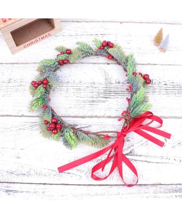 Lurrose Flower Crown Headband Green Flower Crown Red Leaf Fruit Hair Wreath Bride Floral Headband Hair Garland Hair Decoration for Woman Lady Girl - Buy Online on GoSupps.com