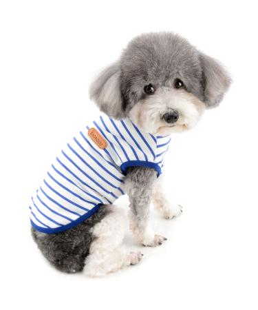 Zweitea summer dog shirts for small dogs striped breathable vest t-shirts soft cotton puppy clothing pets pet sleeves tank top chihuahua basic tea shirt clothing blue xxl xxl blue