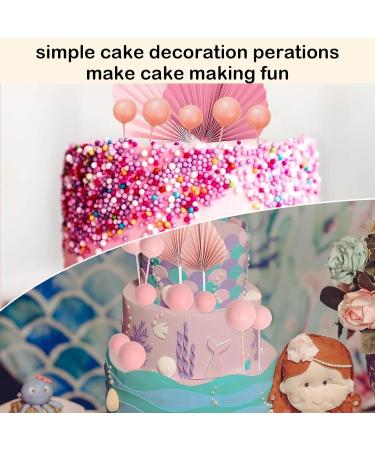 Cake Decorations 44 PCS Paper Palm Fan Cake Decorations Pink Palm Leaf Cake Toppers Cake Decorations For Birthday Party Wedding Valentine's Day - Buy Online on GoSupps.com