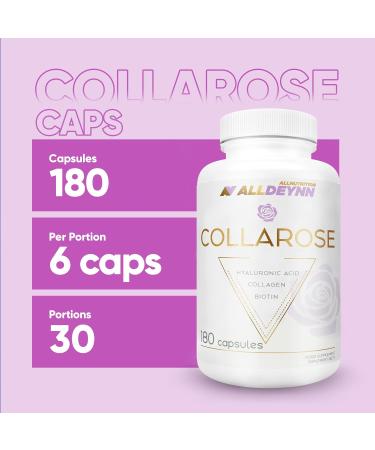 All Nutrition Collarose Collagen Capsules Bovine Collagen Hydrolyzate with Hyaluronic Acid Biotin and Vit C Antiaging Skin Treatment Hair Supplements for Women 180 capsules - Buy Online on GoSupps.com