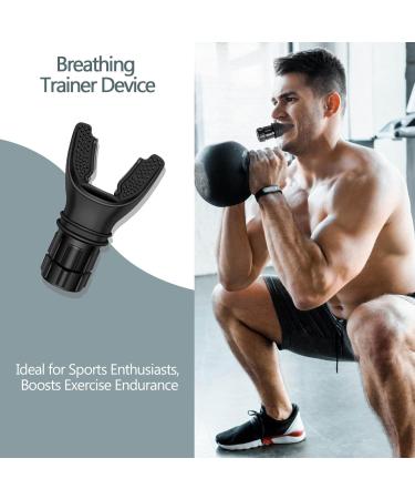 Portable Breathing Exercise Device - Adjustable Resistance Respiratory Muscle Trainer | Easy to Clean (Black - Buy Online on GoSupps.com