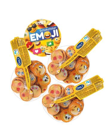 Oyoy emoji chocolate set with 3x 85g Smiley chocolate valley and 1x oyoy emoji sticker I 255g I approx. 39 chocolate valley from milk chocolate i guest gifts chocolate I emoji with born children's birthday - Buy Online on GoSupps.com