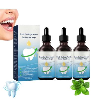 Shark Cartilage Protein Dental Regrowth Drops Shark Cartilage Protein Dental Care Drops Gum Regrowth for Receding Gums Gum Regrowth Treatment Gum Relief Drops Strengthen Gum Attachment (3PCS)