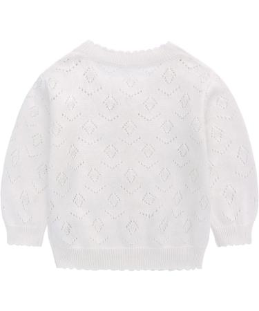 Famuka Baby Cardigan Jacket | Unisex Soft Knitted Sweater 12 Months - White - Buy Online on GoSupps.com