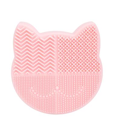 Silicon Makeup Brush Cleaner Mat - Portable Cat Head Design | Efficient Brush Cleaning Pad for Cosmetics - Pink - Buy Online on GoSupps.com