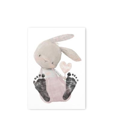 Personalized Baby Footprint Art - Unique Rabbit Print for Newborn Room Decoration | Customizable Gift for Baby's Birth (DIN A4 Up to 9 cm) - Buy Online on GoSupps.com