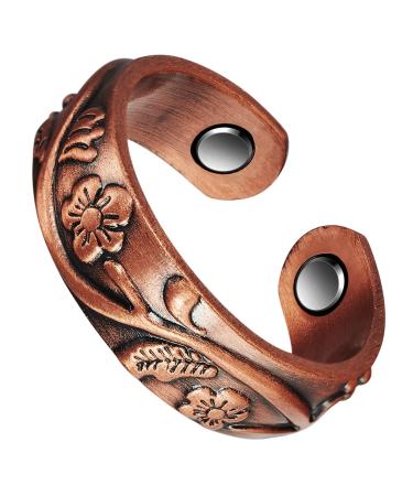 Wollet Magnetic Copper Ring for Women Arthritis Flower Design Adjustable Healthy (CPR-0937)