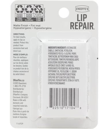 O'Keeffe's Cooling Relief Lip Repair Lip Balm for Dry Cracked Lips Instant Cooling Relief Seven Moisturizing Ingredients Sticks (Pack of 2) K1710402 - Buy Online on GoSupps.com