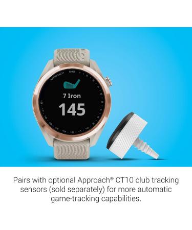 Garmin Approach S42 GPS Golf Smartwatch - 1.2 Touchscreen, 42k+ Preloaded Courses, Rose Gold Ceramic Bezel - Tan Silicone Band | 010-02572-12 - Buy Online on GoSupps.com