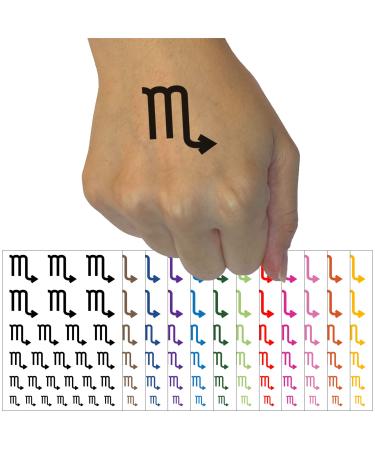 Scorpio Horoscope Astrological Zodiac Sign Temporary Tattoo Water Resistant Fake Body Art Set Collection - Orange (One Sheet)