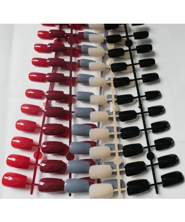 240pc Medium Square Press on Nails - Pink, White, Black, Nude | False Fake Nails for Women & Girls - Acrylic Nail Art Tips in 10 Colors - Buy Online on GoSupps.com