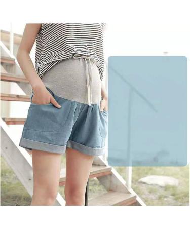 Maternity Denim Shorts for Summer | Elastic & Breathable | Dark Blue | Size M - Buy Online on GoSupps.com