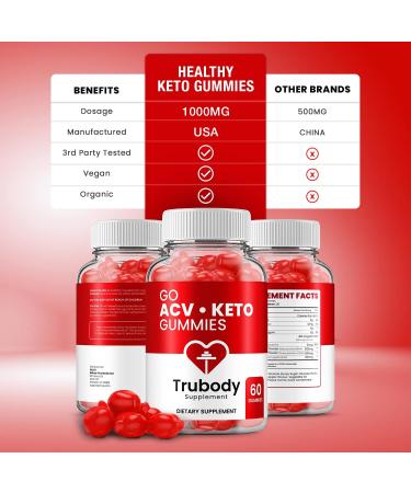 Trubody Go Keto ACV Gummies - Advanced Keto Formula with B12, Beet Root Juice - 60 Gummies - Buy Online on GoSupps.com