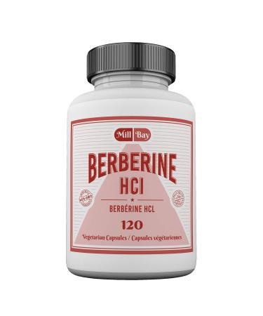 Mill Bay Berberine HCL Supplement For Healthy Glucose Metabolism and Cardiovascular Health - 120 Capsules (250mg)