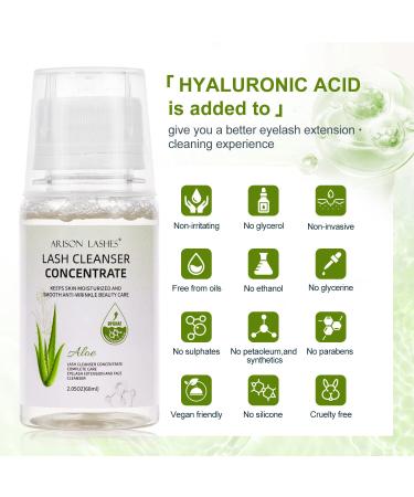 Lash Shampoo Concentrate 60ml | Oil-Free Hyaluronic Acid Lash Cleanser for Salon-Quality Eyelash Cleaning & Extensions - Updated with Aloe - Buy Online on GoSupps.com