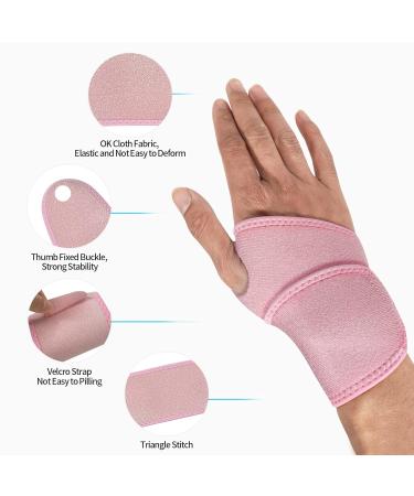 Abnii Compression Wrist Brace - One Size Adjustable for Carpal Tunnel & Arthritis Pain Relief - Breathable Wrist Support Straps (Pink) - 1 Pair - Buy Online on GoSupps.com