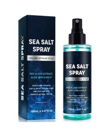 Sea Salt Spray for Hair Women Men - Hair Volume Up - Boost Hair Thickness - Enhance Natural Texture - Red Algae Extract - Aloe Vera & Kelp - 5.07 Fl OZ(150ml) Blue
