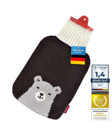 Snoozy hot water bottle with soft and cuddly cover XXL with 2 litre volume for long-lasting warmth 100% natural rubber (bear) - Buy Online on GoSupps.com