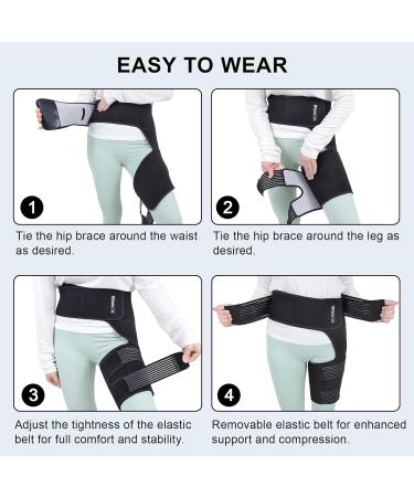 Hip Brace with Removable Belt - Sciatica Pain Relief & Hip Support for Men & Women (Black Left) - Enhanced Compression Sleeve for Arthritis & Pulled Muscles - Buy Online on GoSupps.com